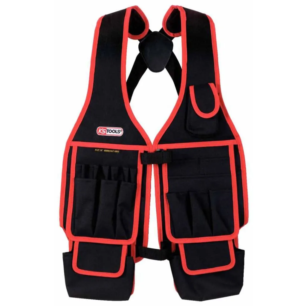 KS Tools Gilet Multitasche Tecnico 850.0303 - Nero/Rosso per Officina