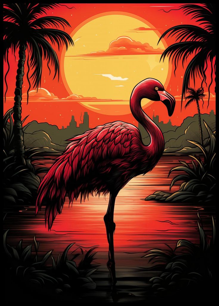 Plakat 64x90cm Flaming über dem Wasser