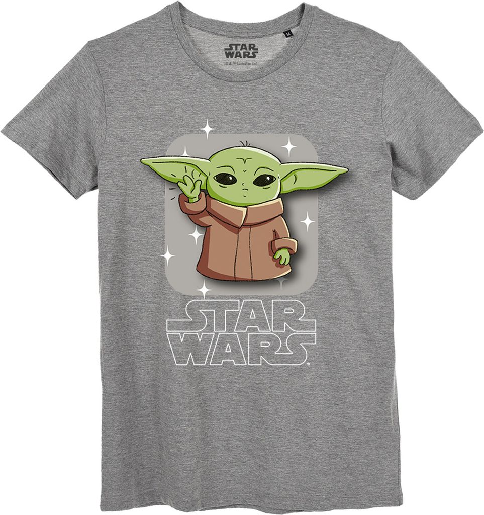 T-Shirt Herren Star Wars Grogu Erwachsene, Farbe:Grau, Größe Herren:M