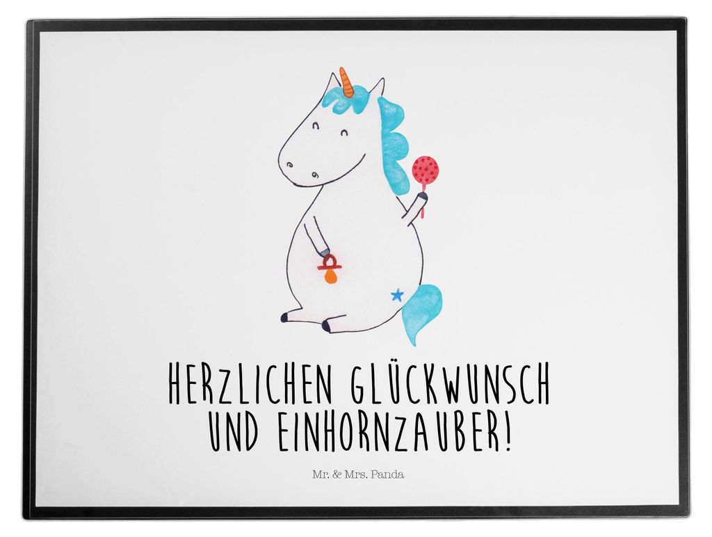 Mr. & Mrs. Panda schreibtischunterlage Einhorn Baby - Weiß - Geschenk, Schreibunterlage, bastelunterlagen, Eltern, Party, Geburt, Unicorn, malunte...