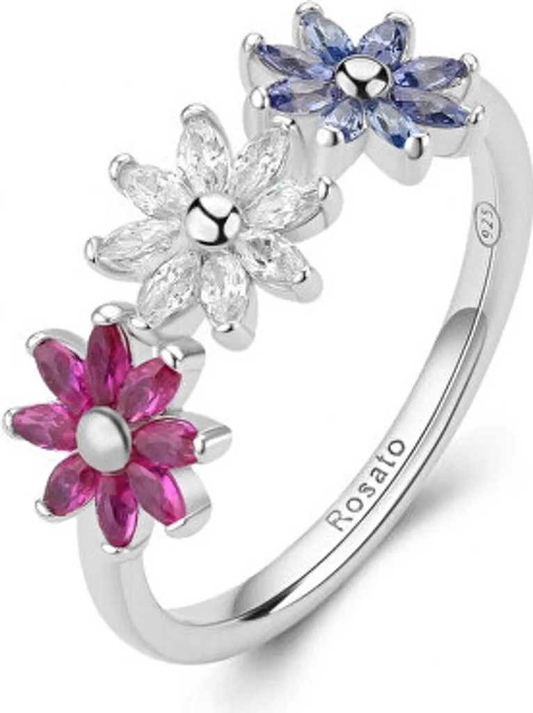 Anello con Fiori Rosato Gaia RZGA81 in Argento e Zirconi Preziosi