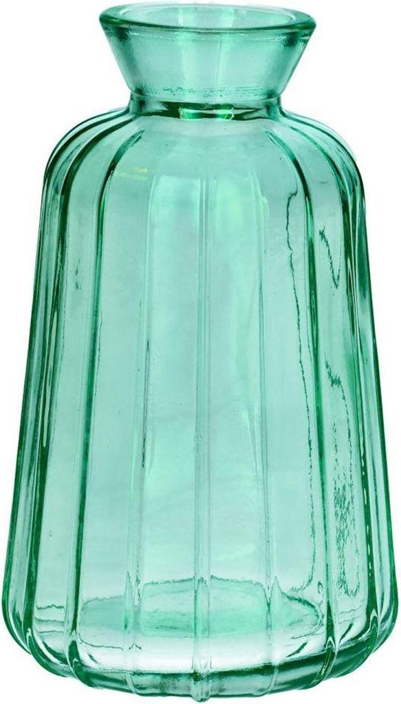 INNA-GLAS Flaschenvase Tatiana mit Rillen, türkis-klar, Produktbild 