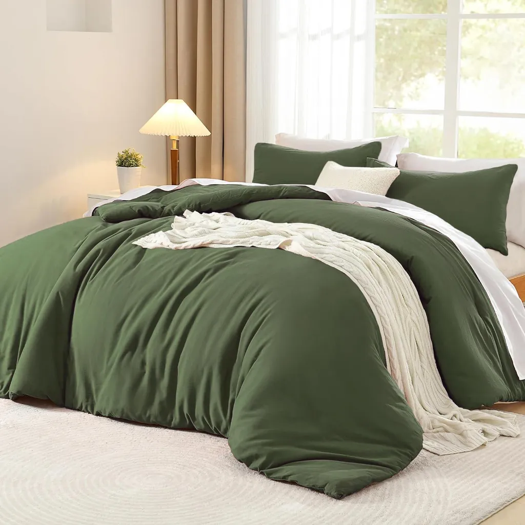 Biancheria Letto 135x200 Verde Erba | Kit Federa 80x80 Bio-Friendly