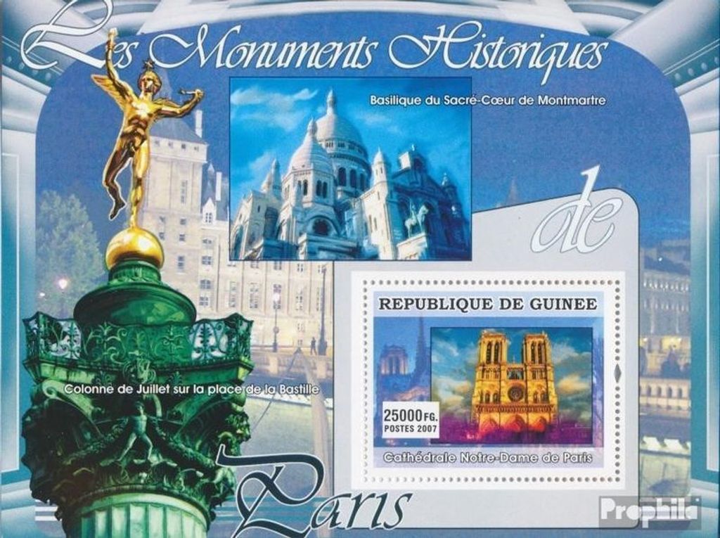 Briefmarken Guinea 2007 Mi Block 1266 (kompl. Ausgabe) postfrisch Kathedrale Notre-Dame de Paris