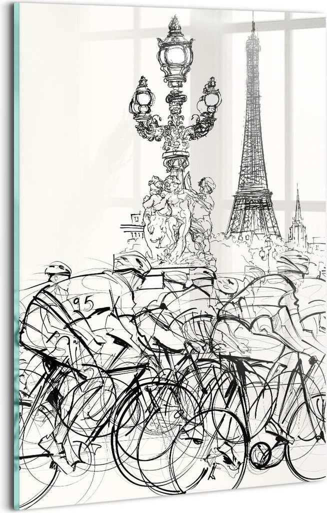 Designer Glasbild - Wandbild - Glas Bild - 20x30 cm - Abstraktion Eines Radrennens