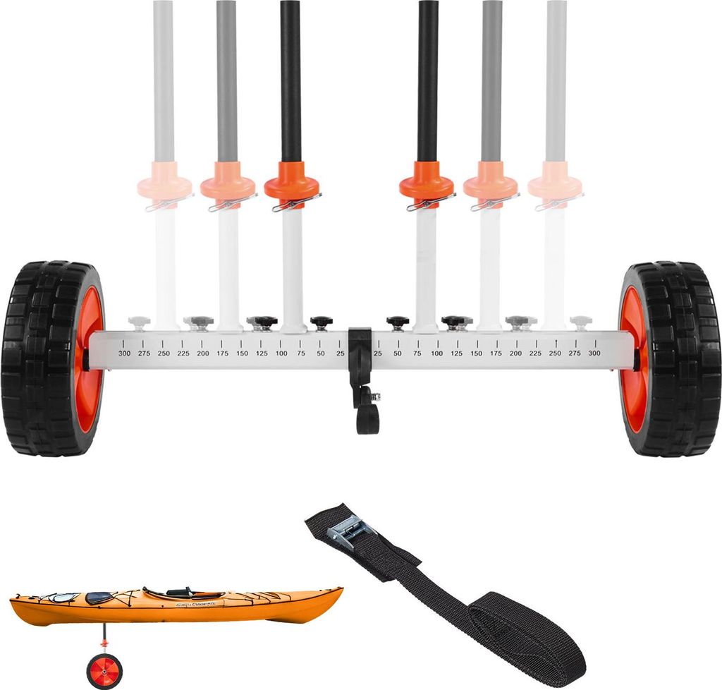 SucceBuy Kajakwagen, 113 kg Tragkraft, Transportwagen mit 25,4 cm Reifen & Spanngurt, ideal für Kajaks, Kanus, Paddleboards, kleine Boote und Wass...