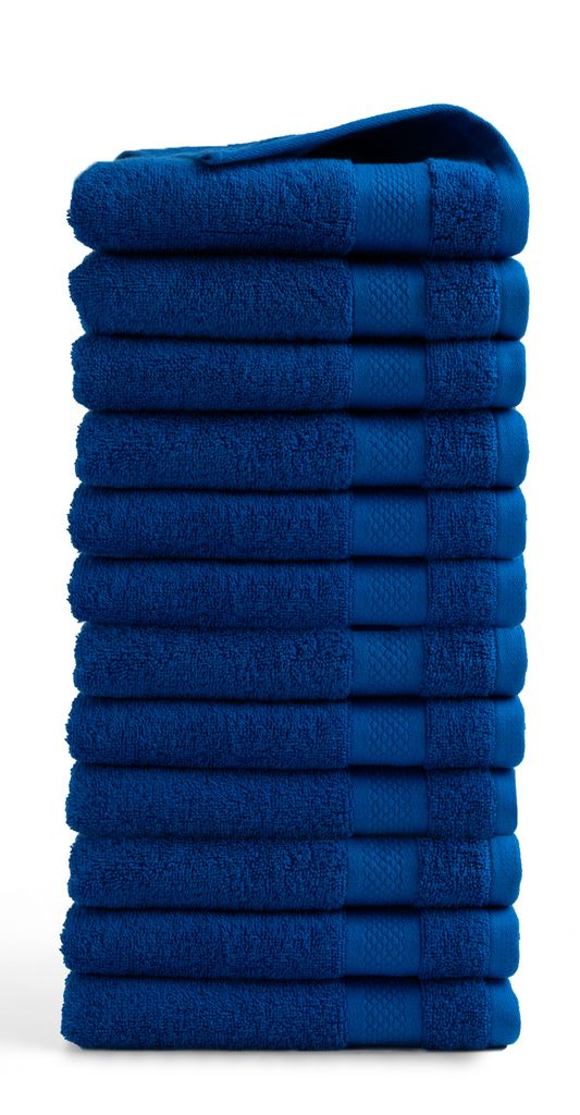 DoubleDry Hotel Kollektion Handtücher Set - 12 Teilig - 100% Baumwolle - 500 g/m² - Weich - 50x100 cm - Klassisches Blau