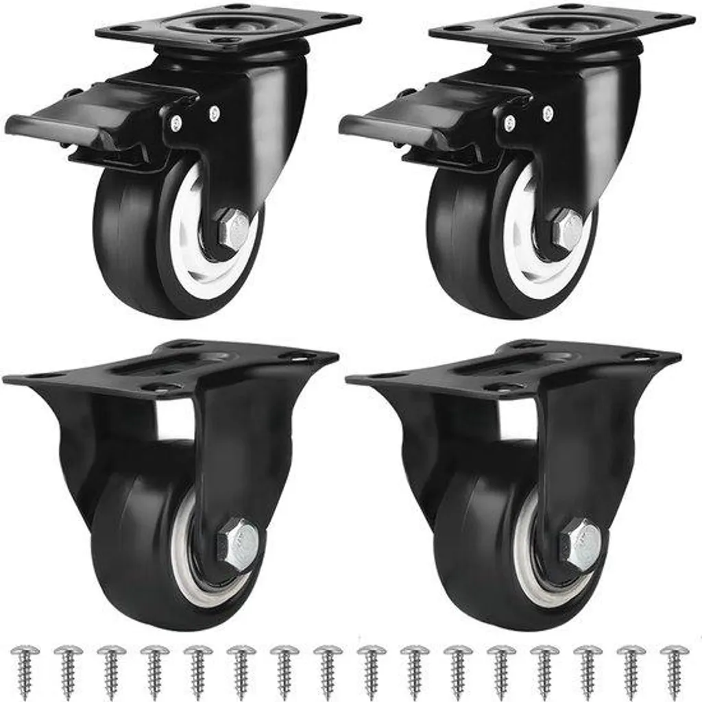 Roulettes M8 de 50mm avec freinage haute sécurité et fixation complète
