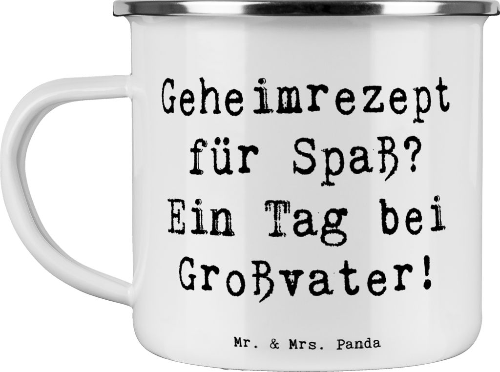 Mr. & Mrs. Panda Teetasse Spruch Tag bei Großvater - Weiß - Geschenk, Jubiläen, Teebecher, Campingtasse, Emaille Tasse, Spaß, Enkel, Familie, B...