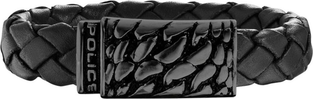 Police Lederarmband PJ25729BLB.01-S Alligator 19 cm schwarz