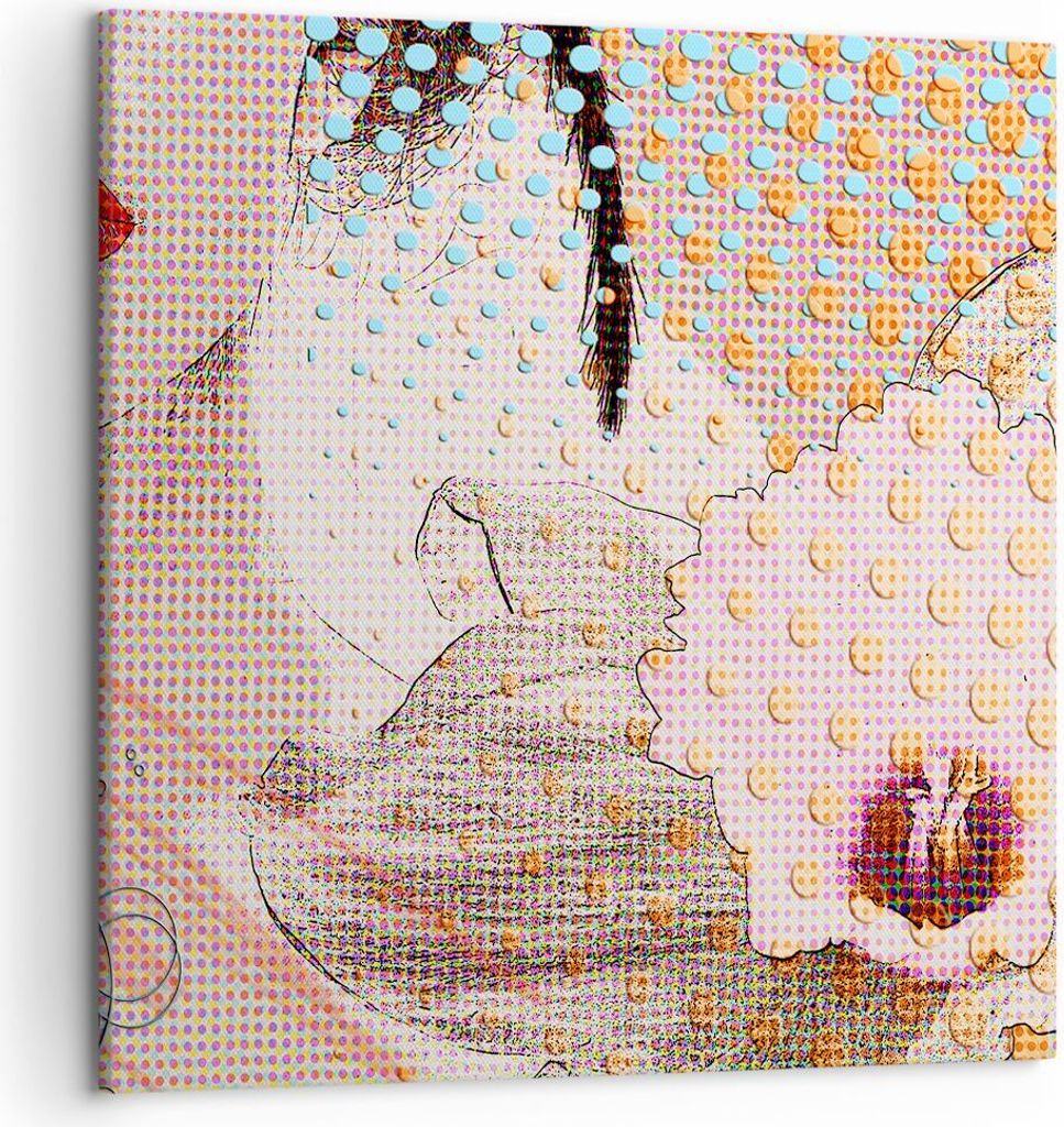 Bild auf Leinwand - Leinwandbild - Blume Dame Kleid Eleganz - 50x50cm - Wand Bild - Wanddeko - Leinwanddruck - Bilder - Kunstdruck - Wanddekoration...