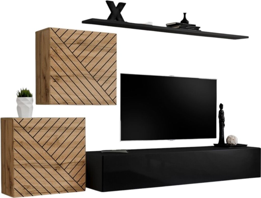 Meublorama AM-SWITCH 5-WTSL SW 5*4C/66KG, 4 Regale, 3 Tür(en), Braun, Mitteldichte Faserplatte (MDF), 400 mm, 2500 mm