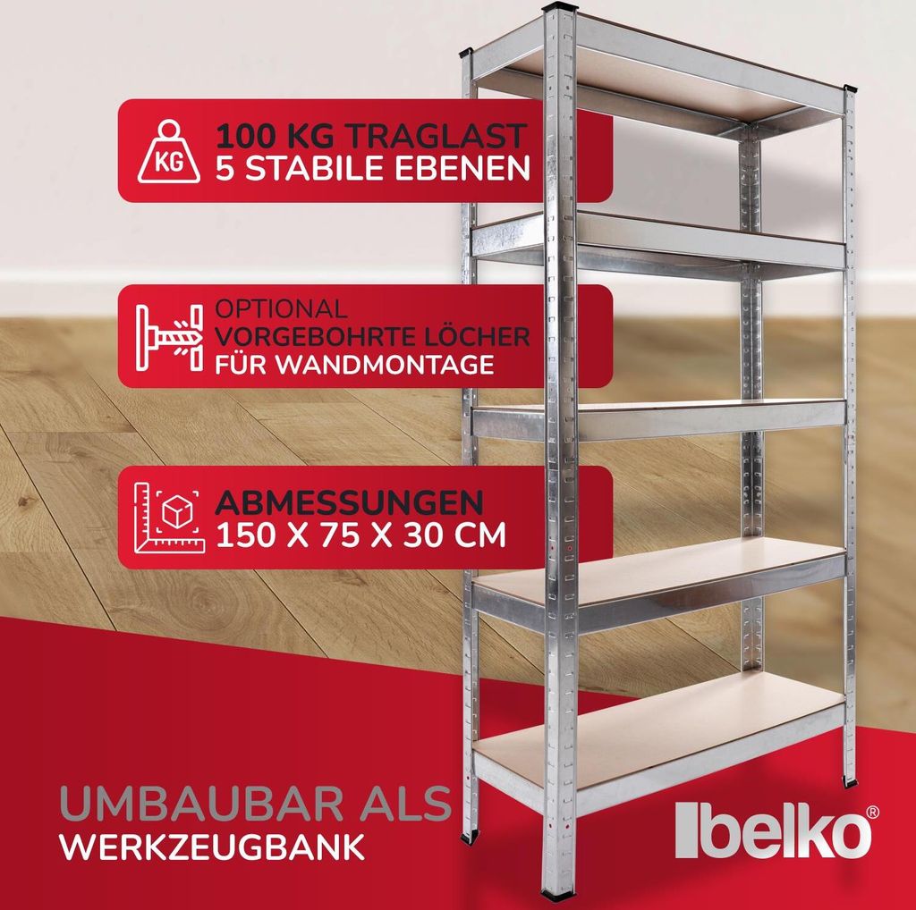 Belko Schwerlastregal C112 150x75x30 Cm 4 Kaufland de