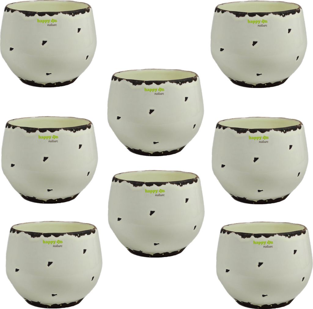 8er-Set Keramik Blumentopf Kos altweiß Ø 12 cm H 10 cm