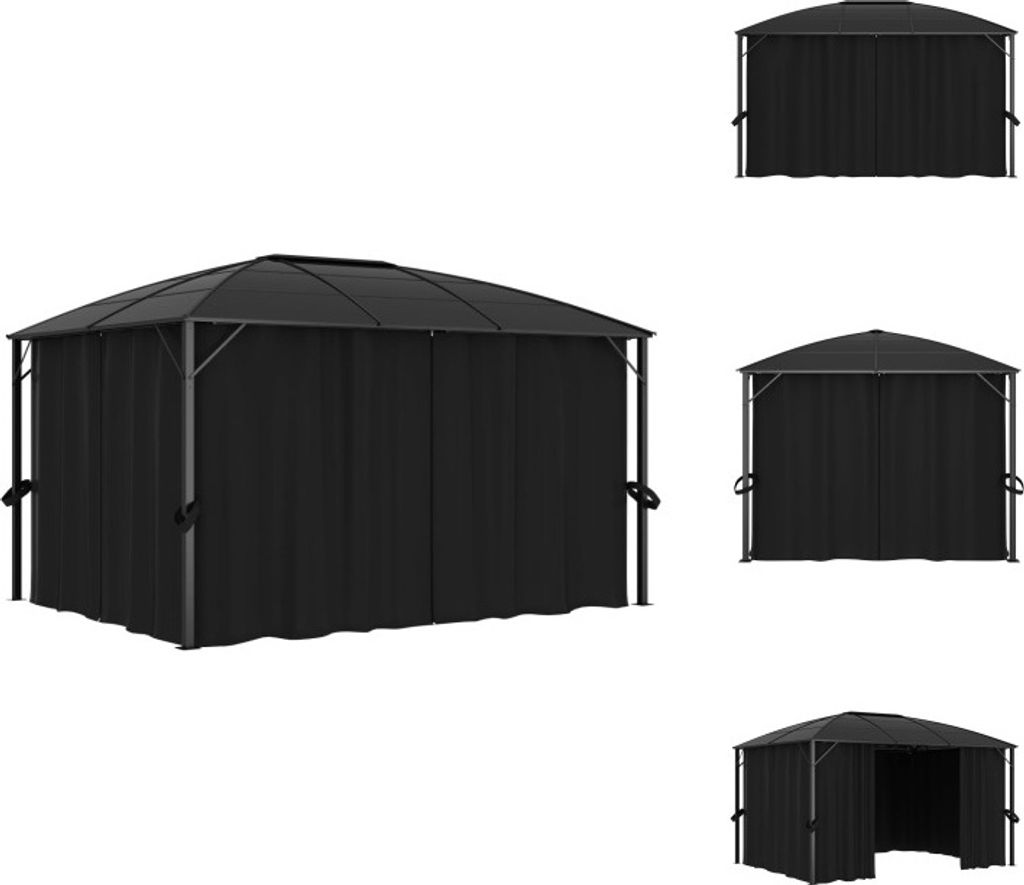 vidaXL Pavillon mit Vorhängen 400 x 300 x 265 cm Anthrazit - Pavillons & Partyzelte