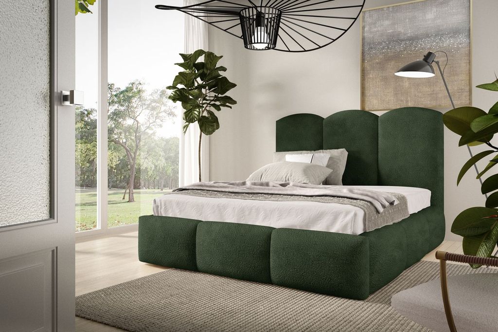 Doppelbett mit Polsterung 200x200 ROLANDA - grün