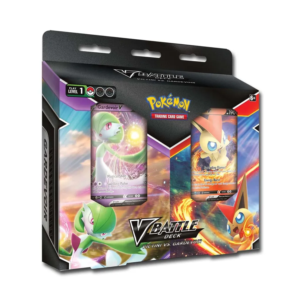 Pack de 2 Decks Pokémon V Victini et Gardevoir - Jeu de Cartes Stratégique