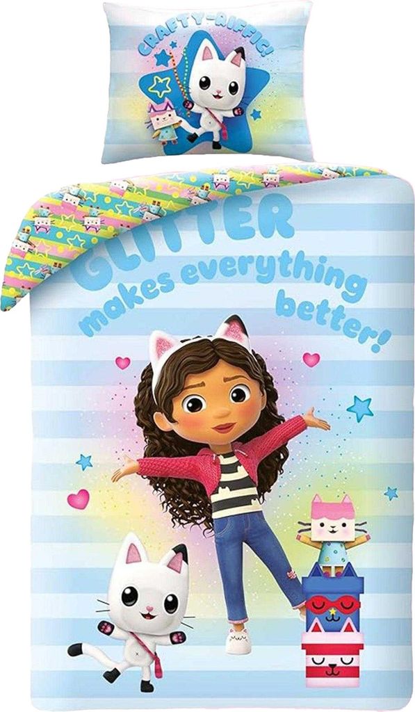Gabby ́s Dollhouse - "Glitter Makes Everything Better" wendbar Bettwäsche TC129 (Einzelbett) (Bunt)