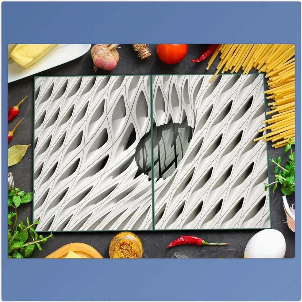 Piastra Copertura Fornelli 2x 40x52 Bianco Astratto | Protezione Top - 3