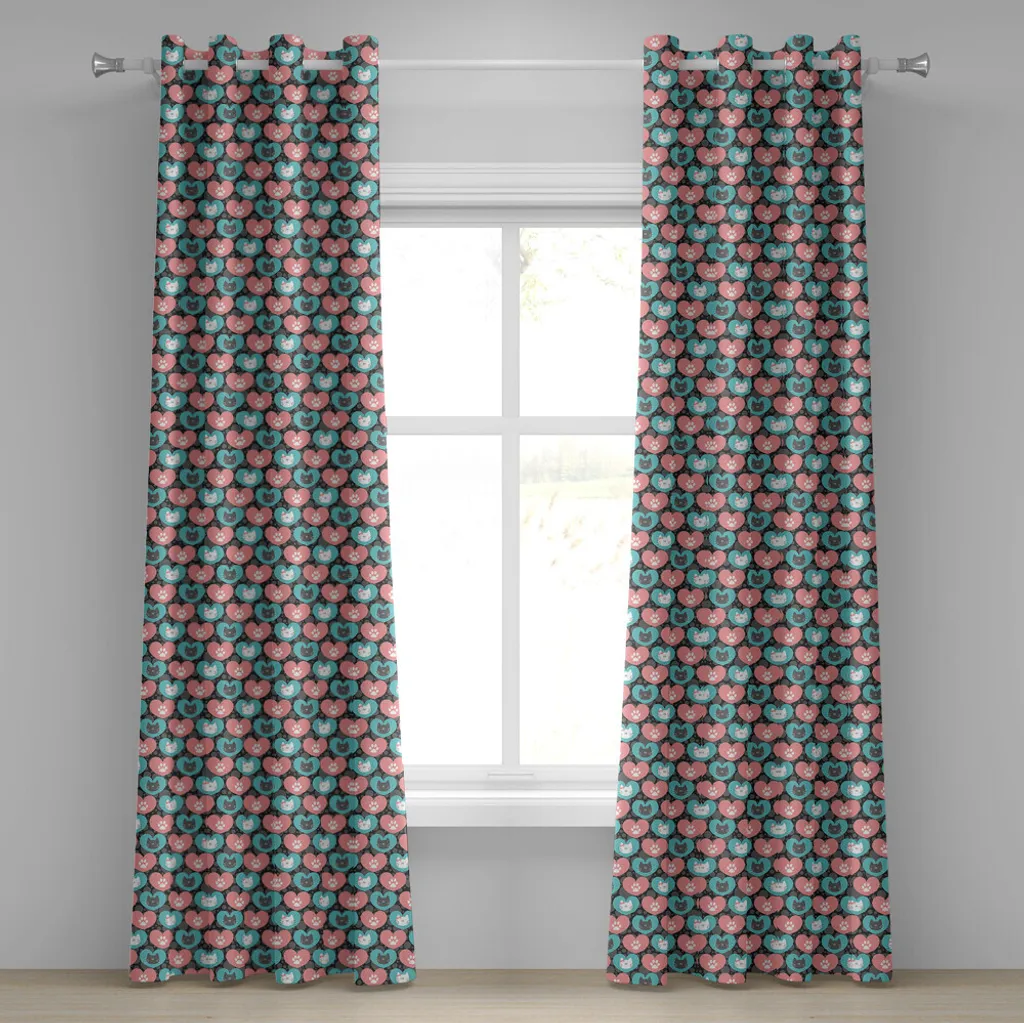 Tenda Gatto ABAKUHAUS 280x175 cm Verde Rosa - Arredo Cameretta Gatti