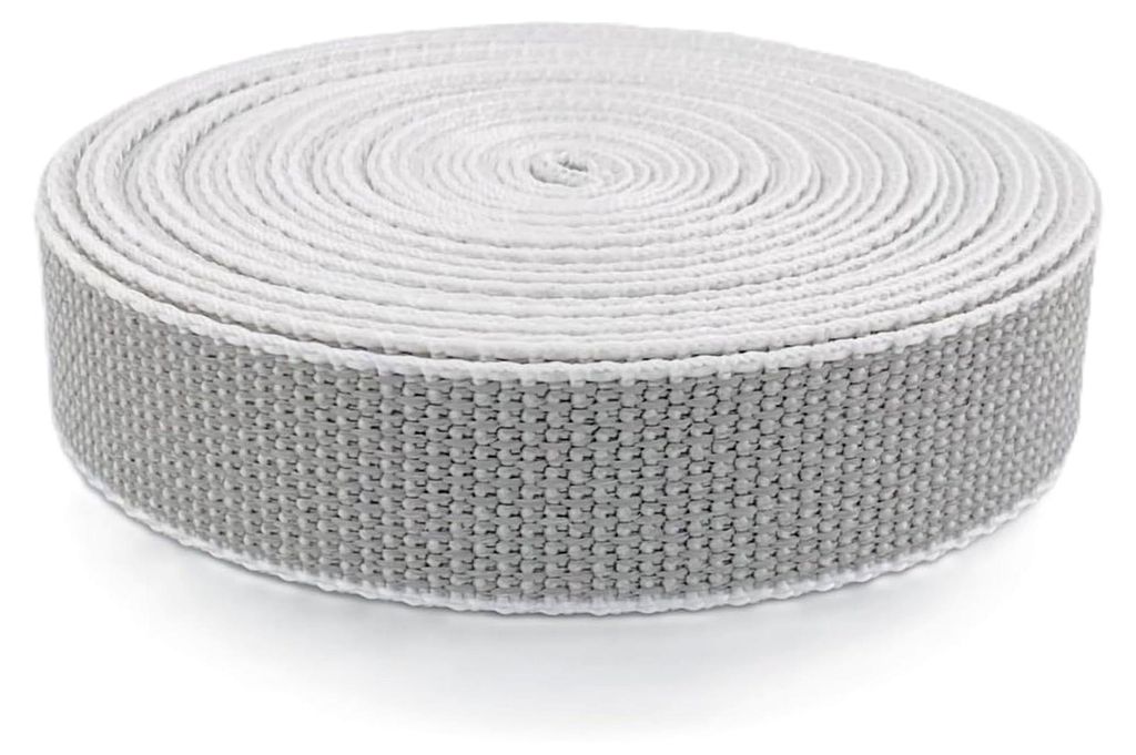 Rollladengurt 23 mm breit – 50 m oder 6 m lang – Grau/Beige – Polypropylen – robustes Gurtband für Rollladen, UV-beständig und reißfest