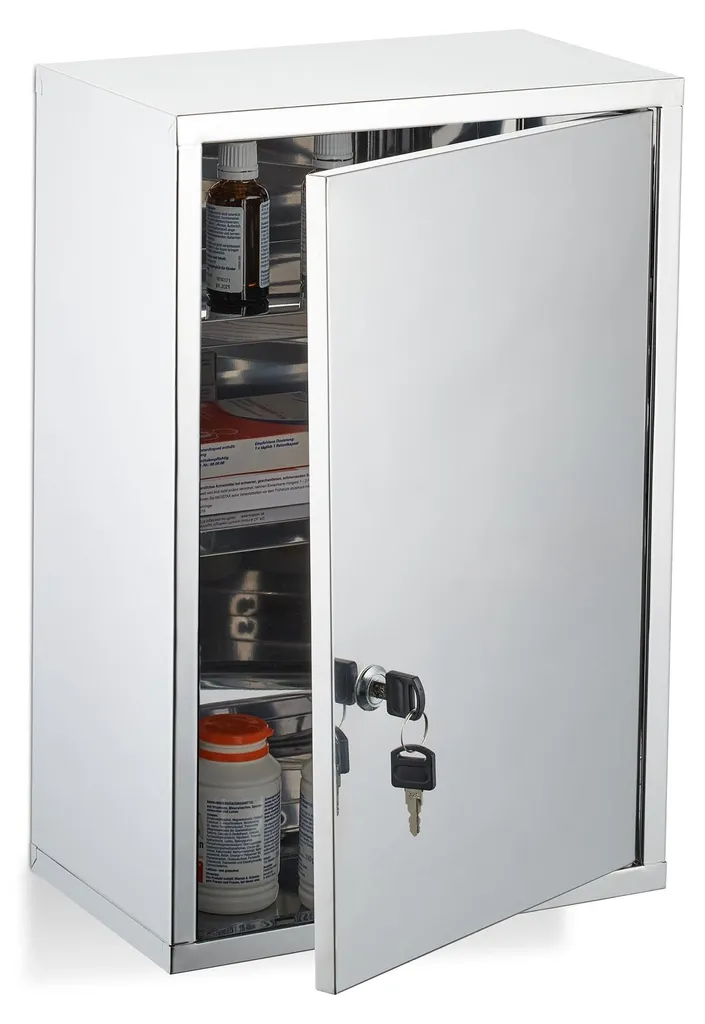 Armoire à pharmacie verrouillable en inox à 3 compartiments - Réf PH-102