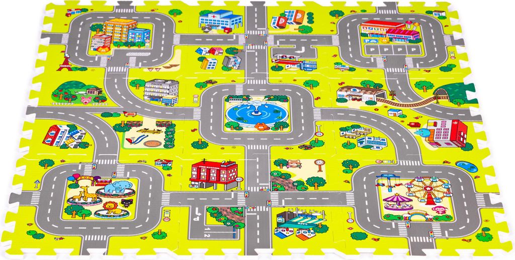 Tavolo da gioco in legno per bambini, città con 9 elementi, Immagine del prodotto 