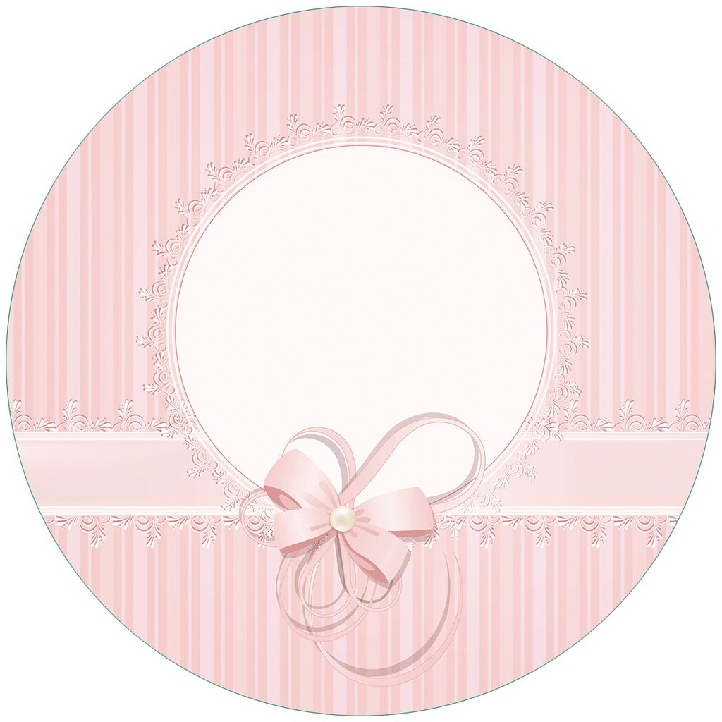 Wallario Premium Glasbild, freischwebende Optik, kräftige Farben, rund 50cm Durchmesser, Motiv Geschenkkarte, Bänder, Spitzen und Schleifen in rosa