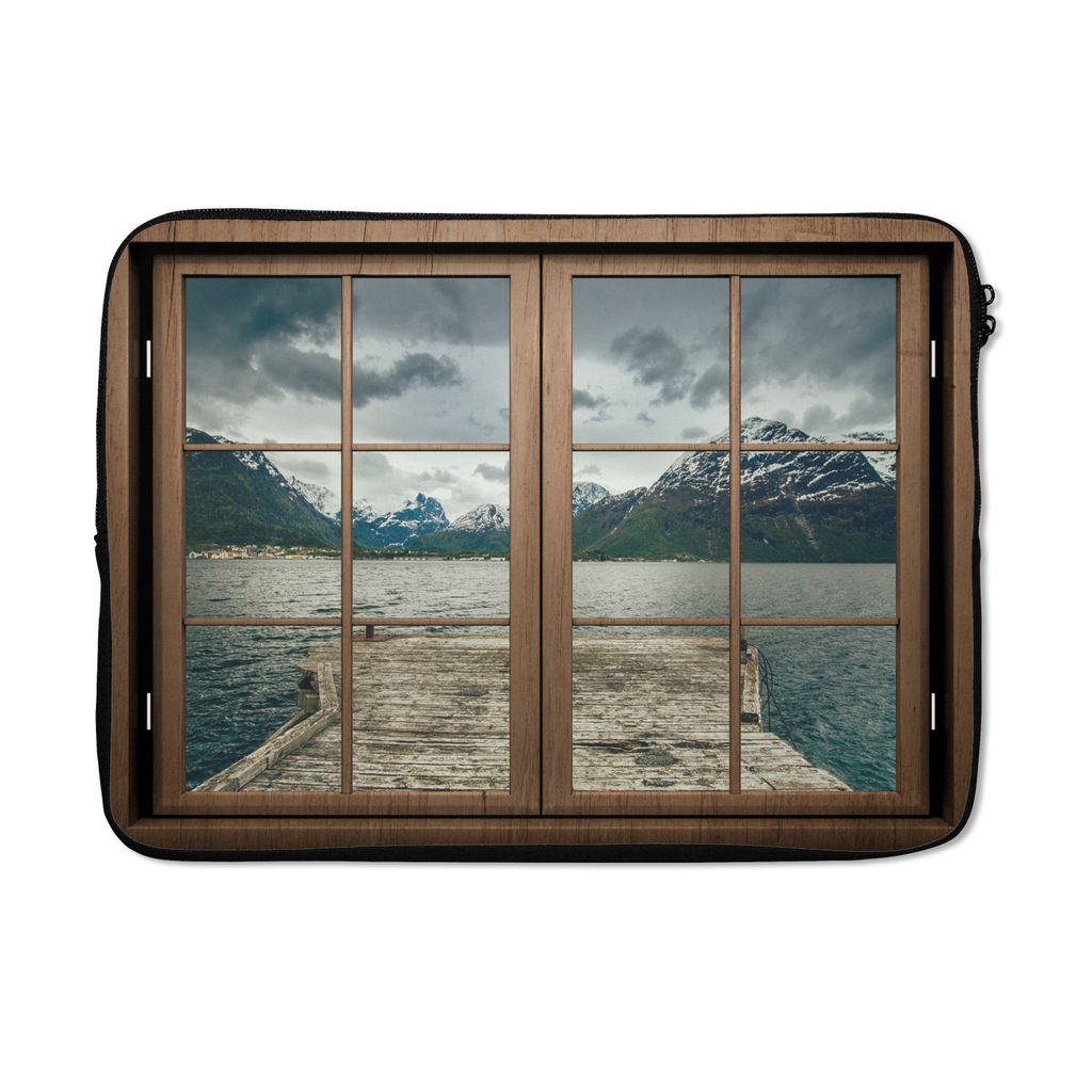 MuchoWow Laptop Hülle 14 ZollAussicht - Wasser - Berge Laptoptasche - Laptoptasche - Stoßsicher - Schutzhaube