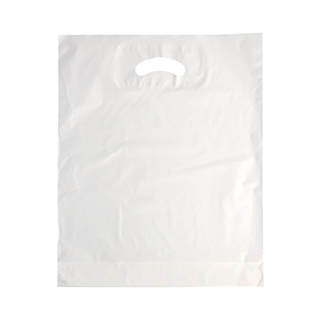 400 Griffloch-Tragetaschen, HDPE 44 cm x 36 cm x 9 cm weiss