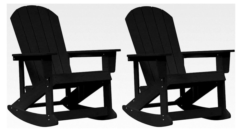 Adirondack Schaukelstühle 2 Stück Schwarz HDPE, Garten und Terrasse, traditionelles Lounge-Set, bequeme Schaukelmöbel, stilvolle Sitzgelegenheiten
