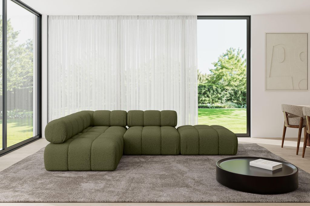 ALTDECOR Modulares Sofa Ecksofa in L-Form - Favio-L1 - 285x190x70 cm Grün universal, links/rechts Corner modular Sofa Eckcouch Couch Wohnlandschaf...