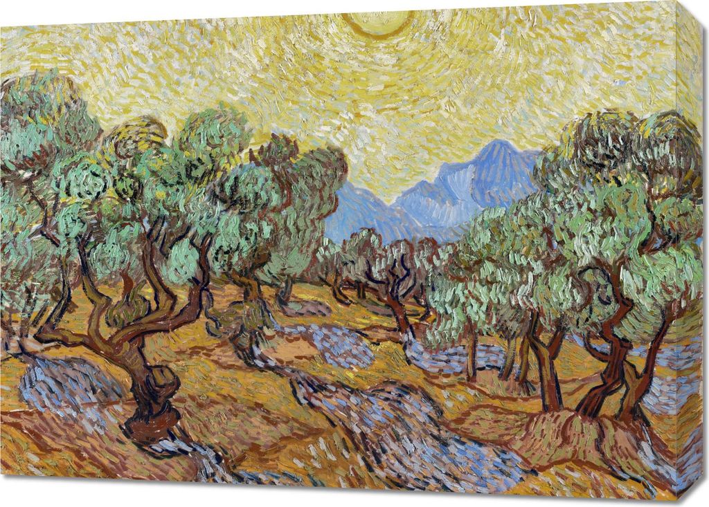 Bild 70x50cm Olivenbäume, Van Gogh Vintage für das Wohnzimmer