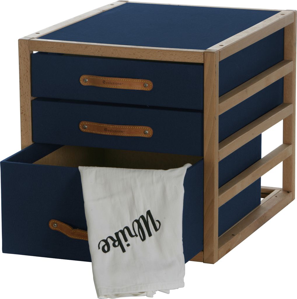 Container Ordnungsboxen Blau Ledergriffe