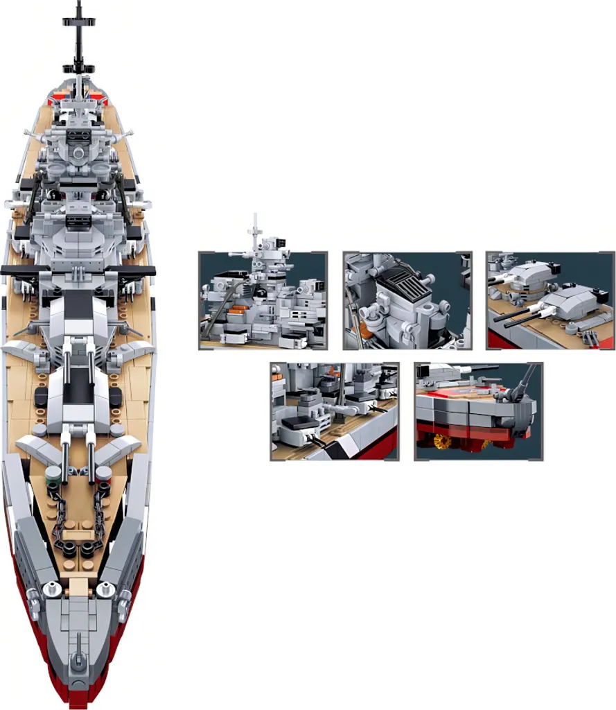Jeu de Construction Cuirassé Bismarck 2in1 pour Passionné d'Histoire Mer