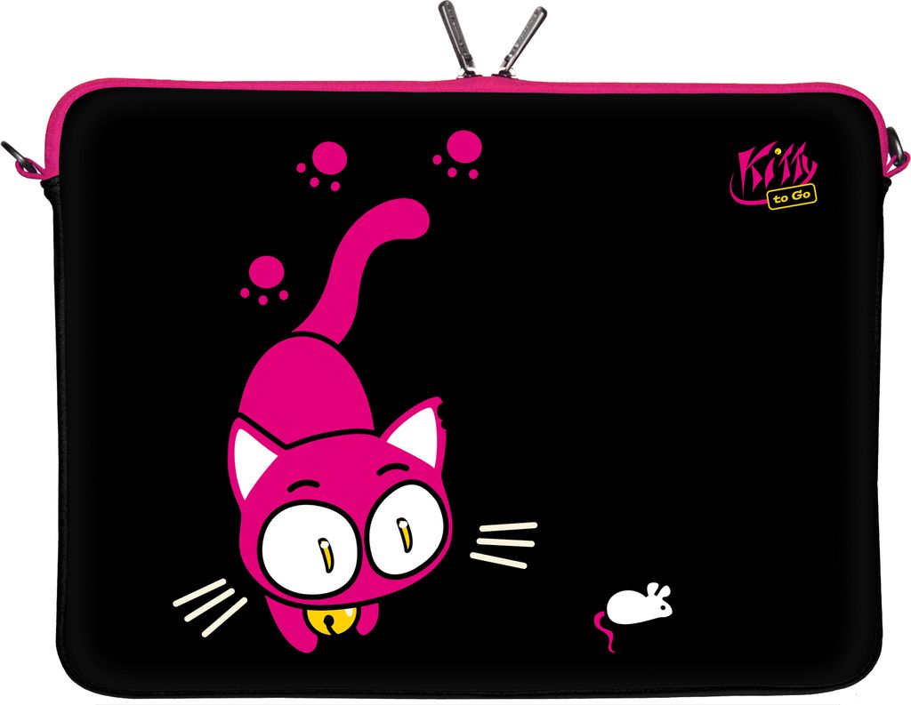 Kitty to Go LS141-15 Designer MacBook Pro 15 Zoll Tasche aus Neopren bis 39,1 cm (15,6 Zoll) Mac Book Schutzhülle PC Computer Hülle Bag Katze pin...
