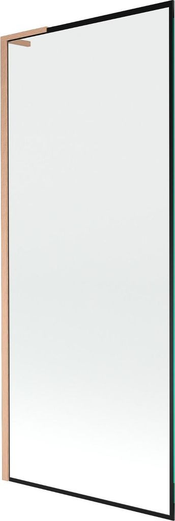 Mexen Next L Badewannenwand 1-flügelig 80 x 150 cm, schwarzes Muster, gebürstetes Kupfer - 895-080-000-03-70-65