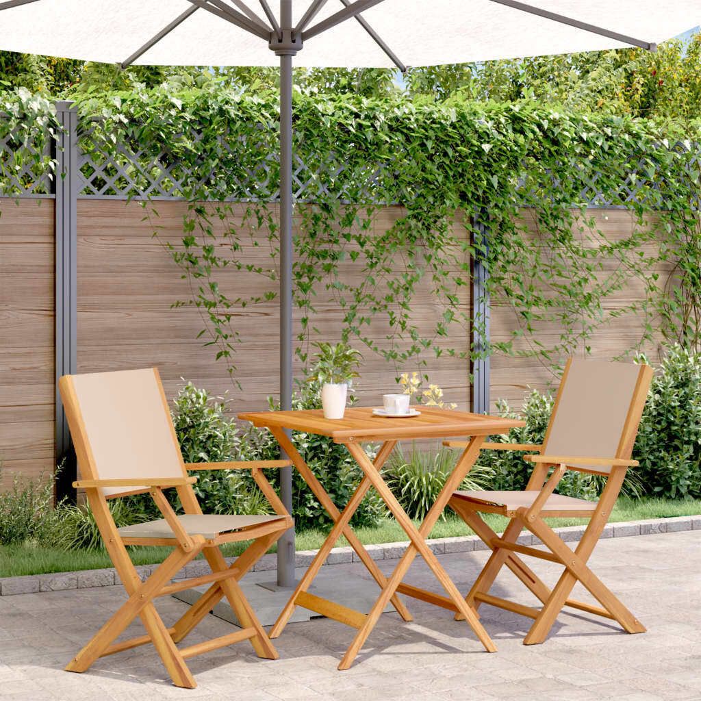 Maison Exclusive - 3-tlg. Bistro-Set Beige Stoff und Massivholz