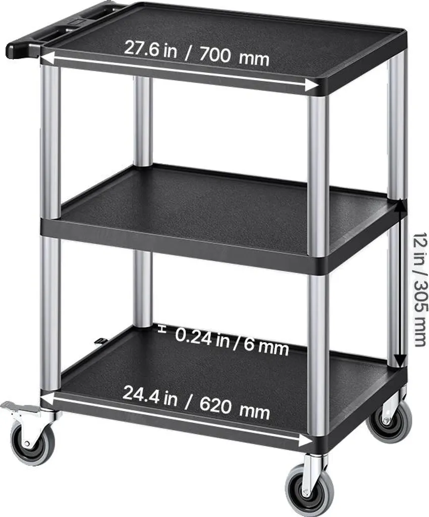 Carrello Officina 3 Ripiani 300 lbs: Carrello Multiuso Professionale