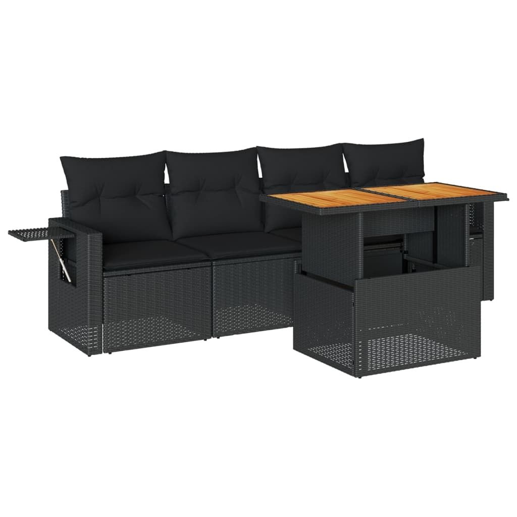 "2026 MODERNE" 5-tlg. Garten-Lounge-Set - elegantes Design - Sitzgruppe/Gartengarnitur - mit Kissen Schwarz Poly Rattan - Terassenmöbel NeuMöbel5...