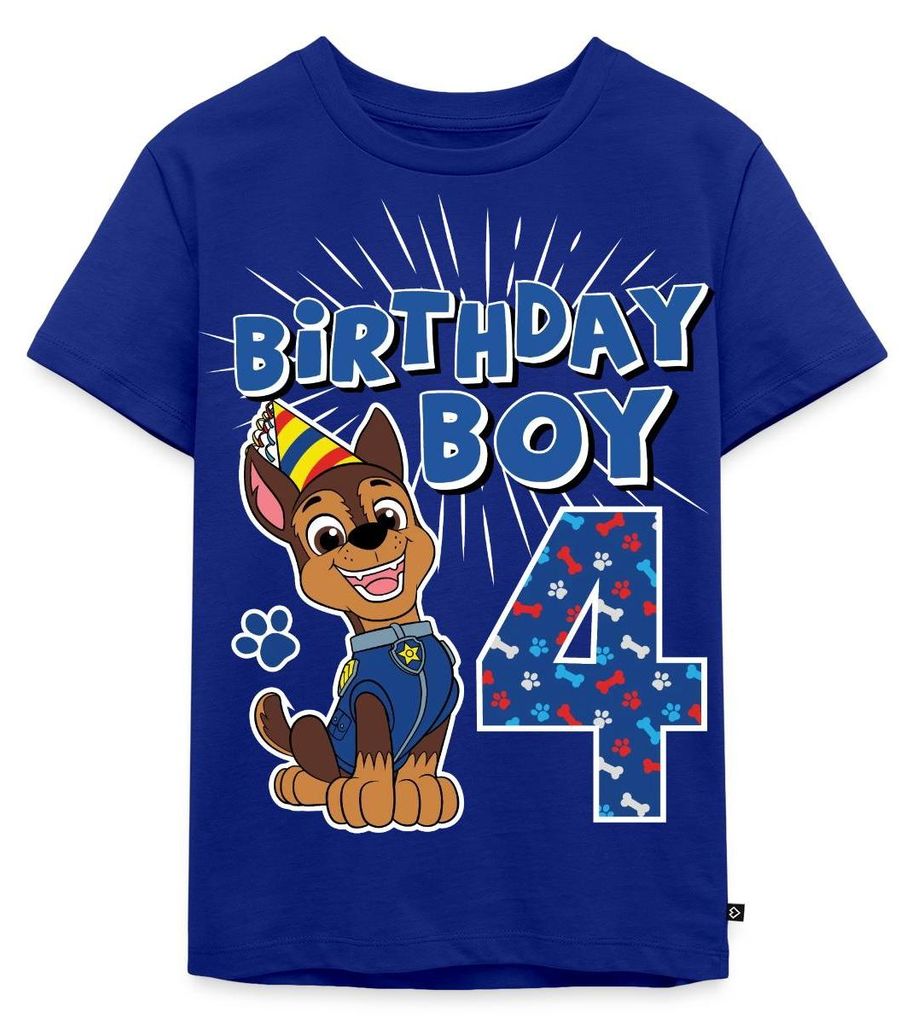 Spreadshirt Paw Patrol 4 Jahre Alt Geschenk 4. Geburtstag Chase Kinder Premium T-Shirt, 134/140 (8 Jahre), Royalblau