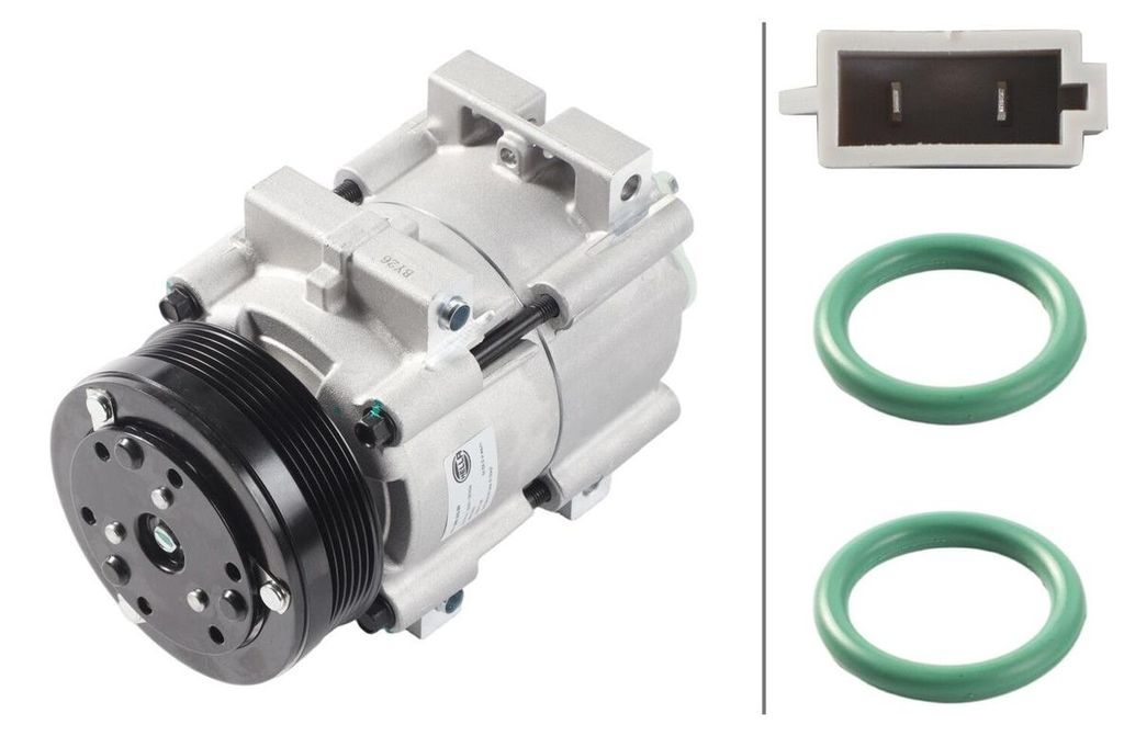 Klimakompressor 12 V Ø 114 mm HELLA Thermo-Expertise für u.a. FORD TRANSIT