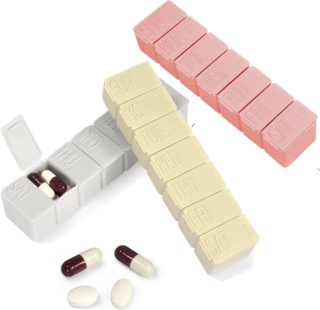 3-teiliger Tragbarer Pillenorganisator - Reise-Pillenorganisator für Medikamente und Vitamine - Buntes Design - Praktische Pillendose für Unterwegs