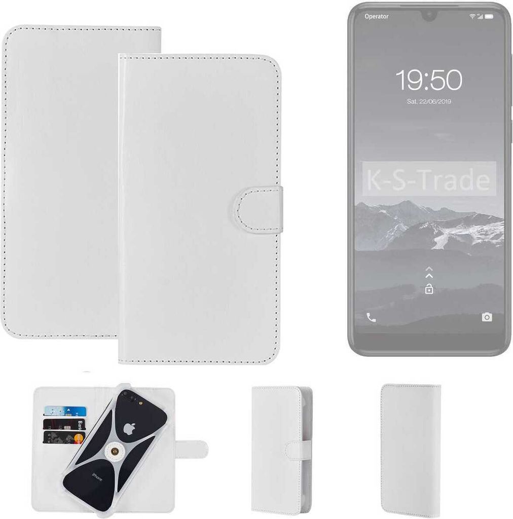 K-S-Trade Handy Hülle Schutz Hülle kompatibel mit Qilive Q3 Cover Case Bookstyle Bumper weiß 1x