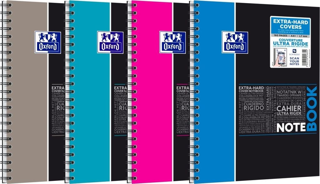Notebook Studium A4+ liniert 7mm 80 Blatt 90 g/qm Optik Paper farbig sortiert Packung mit 5 Stück