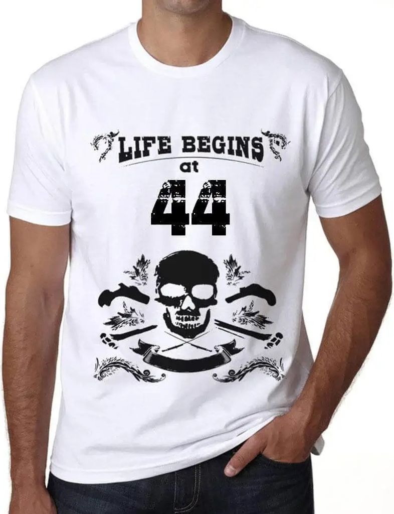 Herren Grafik T-Shirt Das Leben beginnt mit 44 – Life Begins at 44 – Geschenk 44. Geburtstag Jahrestag 44 Jahre Jubiläum 44 Jährige Mann Jahr...