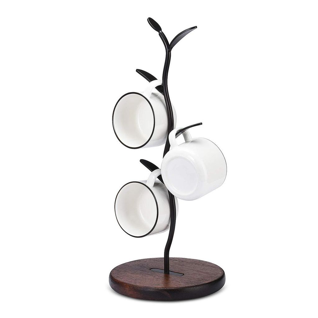 Tassenständer, Tassenbaum für Küchentheke, Aufbewahrungsregal für Kaffee- & Teetassen, Bar- und Küchenzubehör, 15×40 cm, schwarz