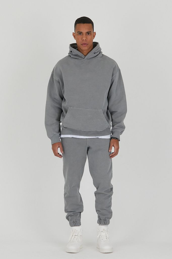 Set Jogger Hoodie 100% Baumwolle Baumwolle Trainingsanzug Hose Jogging Sportswear S Grau