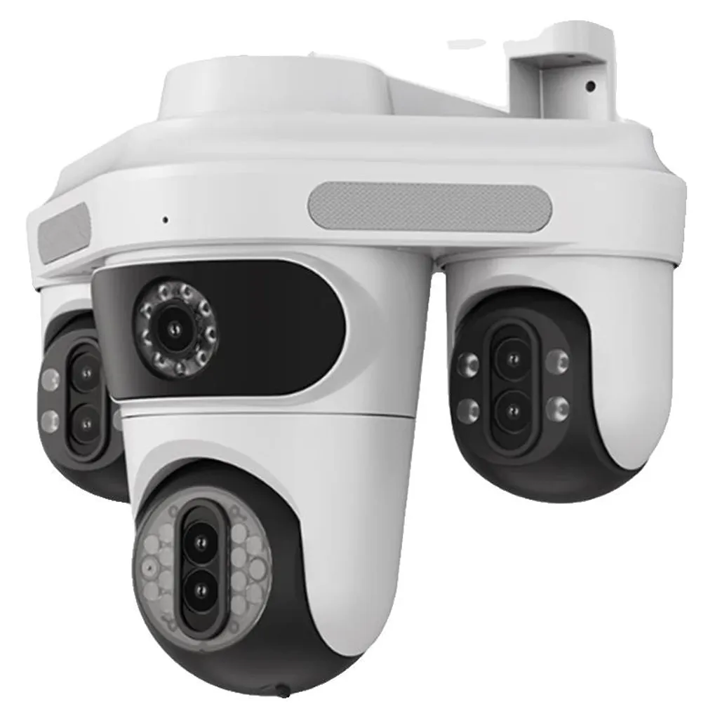 Caméra de surveillance multi-objectifs extérieure blanche 35MP