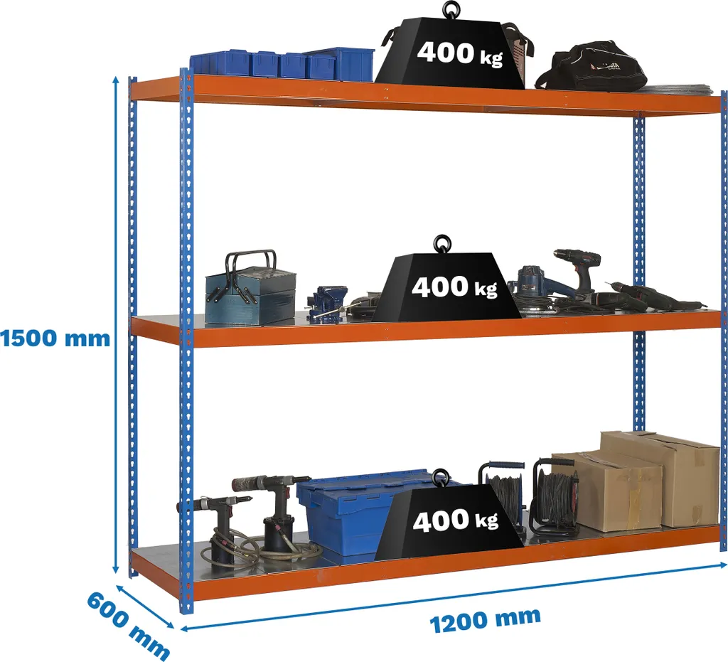 Rayonnage garage et atelier ECOFORTE 1206-3 METAL 1500 résistant